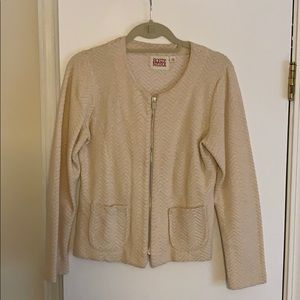 Anthropologie cream zip up cotton cardigan/jacket